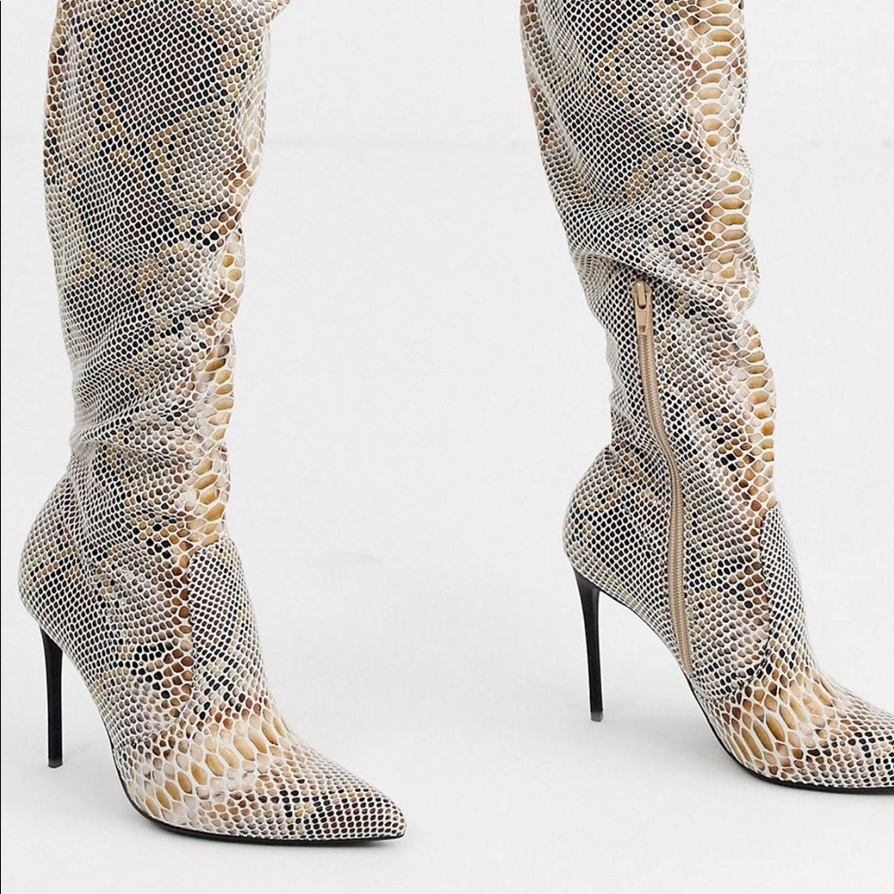 Snakeskin over the knee boots